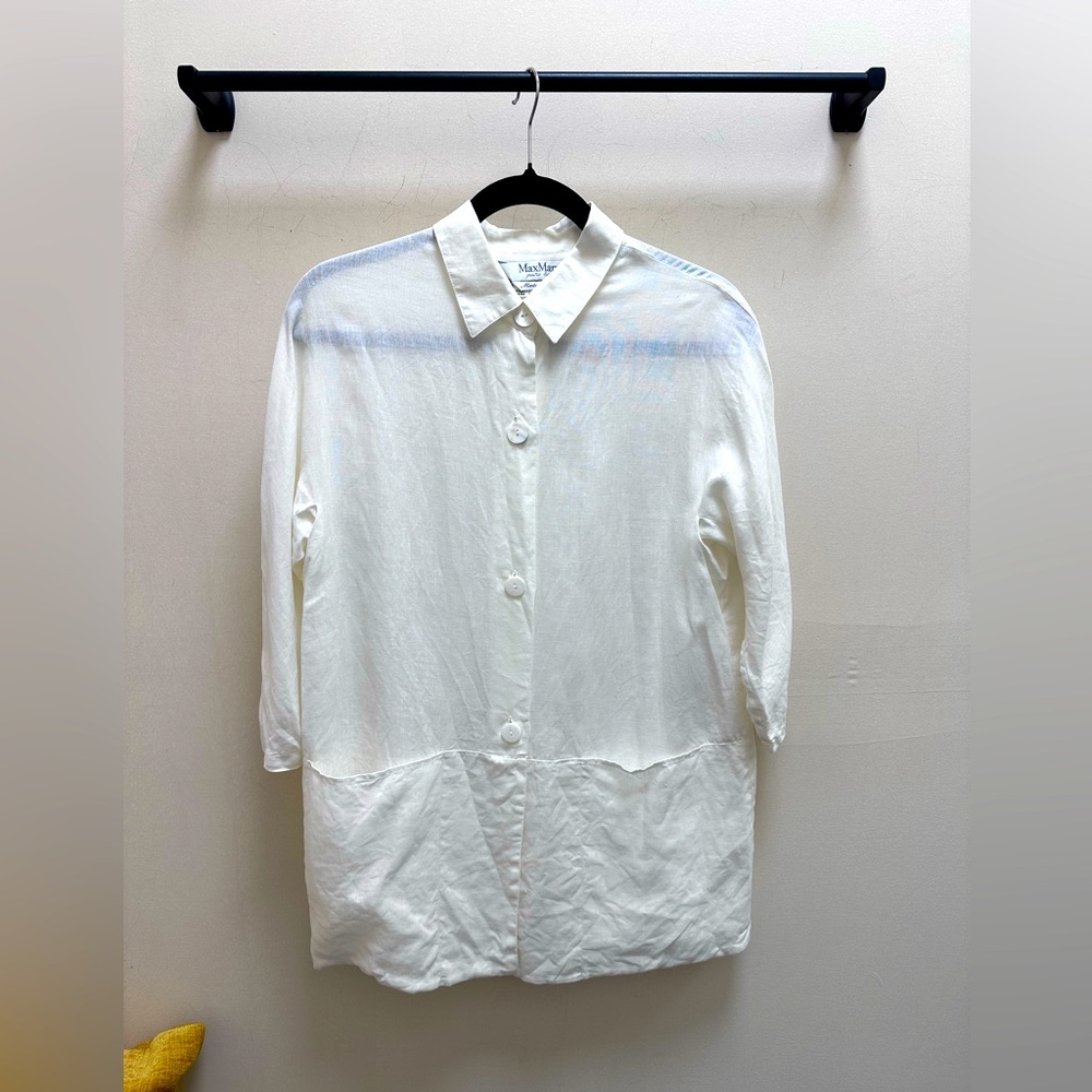 MaxMara Pure Linen Shirt in Cream PERFECT CONDITION! Made in Italy- Size 4
